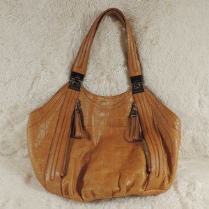 B Makowsky Brown Leather Large Shoulder Bag